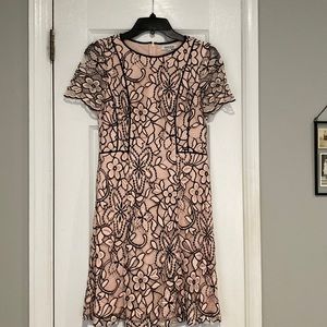 Light Pink and Black Lace Dress
